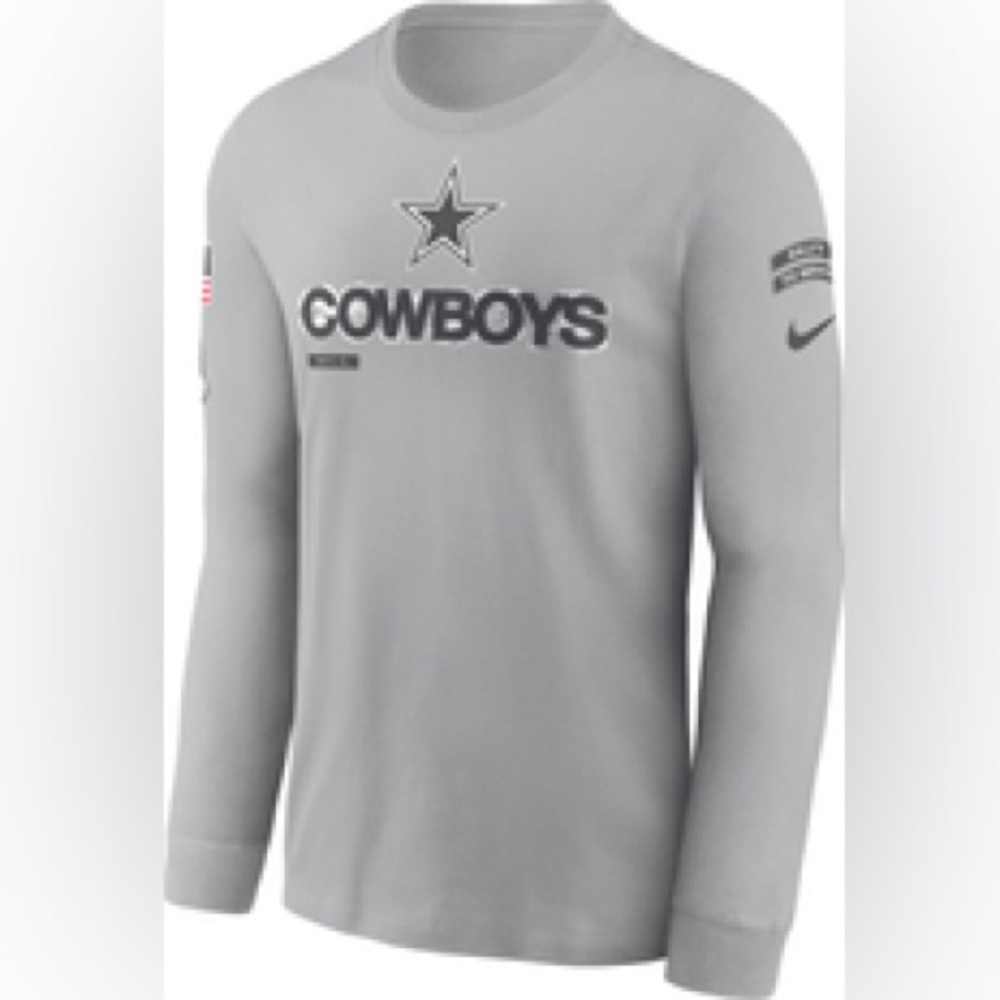 Men's COWBOYS Nike Gray 2024 Salute‎ To Service Long Sleeve T-Shirt NWT S
